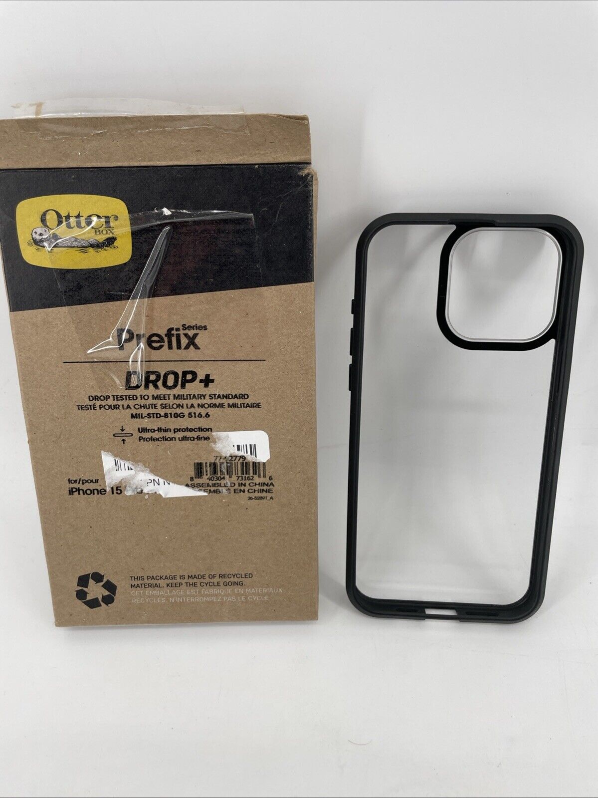 OtterBox iPhone 15 Pro MAX (Only) Prefix Series Case - Black Crystal, Ultra-Thin
