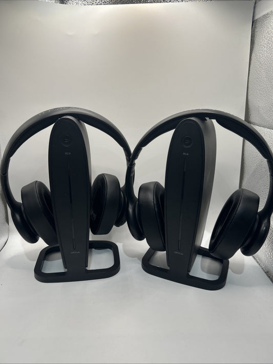 2x Insignia RF Digital Wireless Over-The-Ear Headphones Black NS-HAWHP2