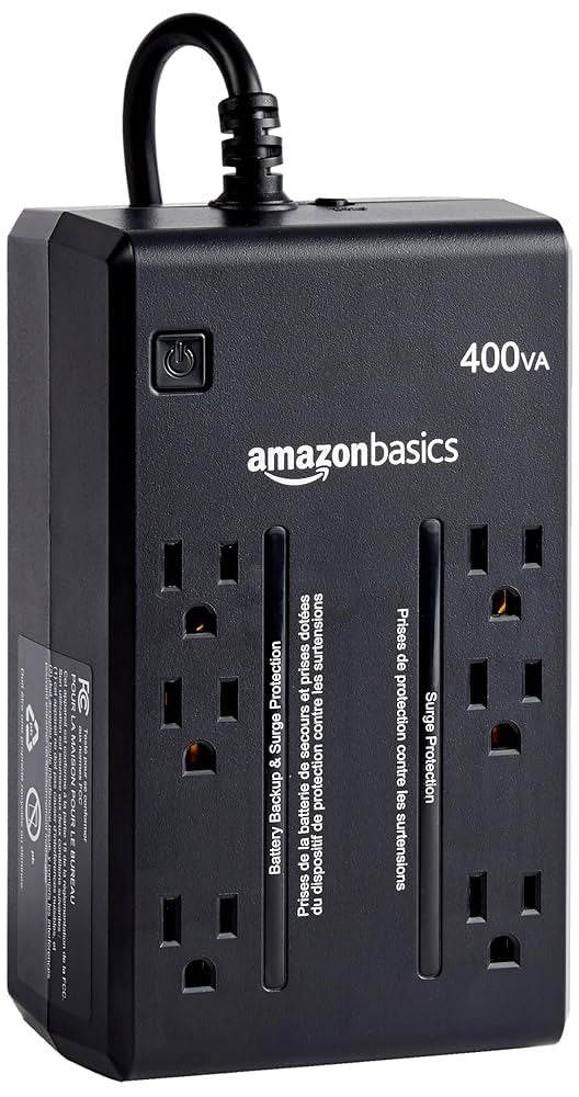 Amazon Basics UPS Battery Backup & Surge Protector 400VA/255W, 6 Outlets