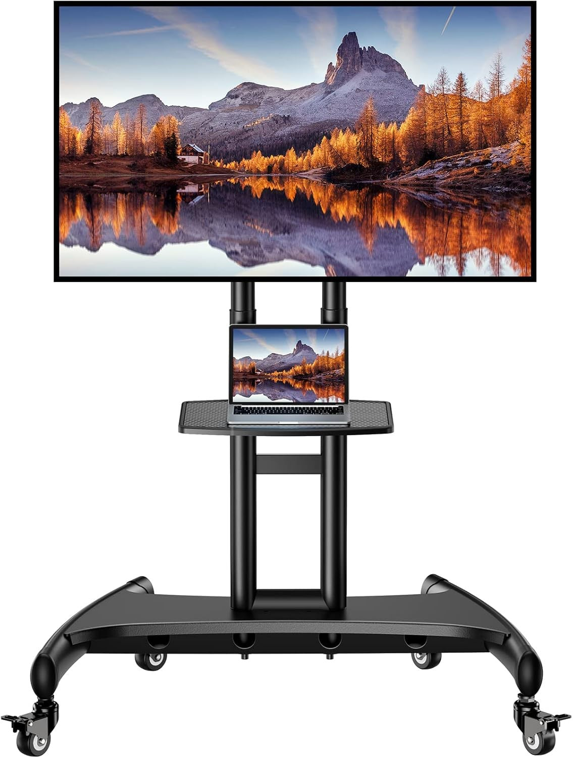 Perlegear Mobile TV Cart for 32-83 TVs Height Adjustable Rolling Stand