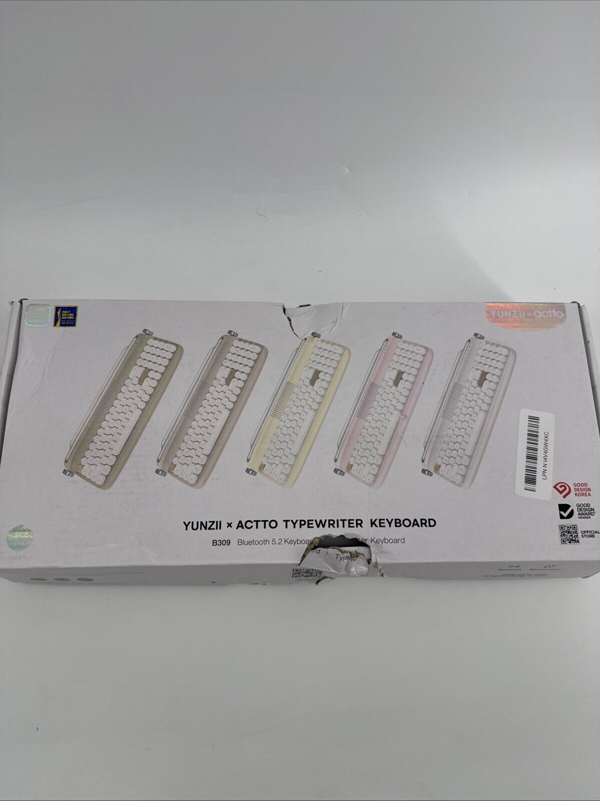 Yunzii Actto B309 Wireless Bluetooth Keyboard With Retro Typewriter, Sand Beige