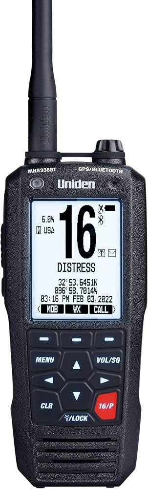 Uniden MHS338BT Floating, Handheld Marine VHF Radio, 6-Watts, GPS and Bluetooth