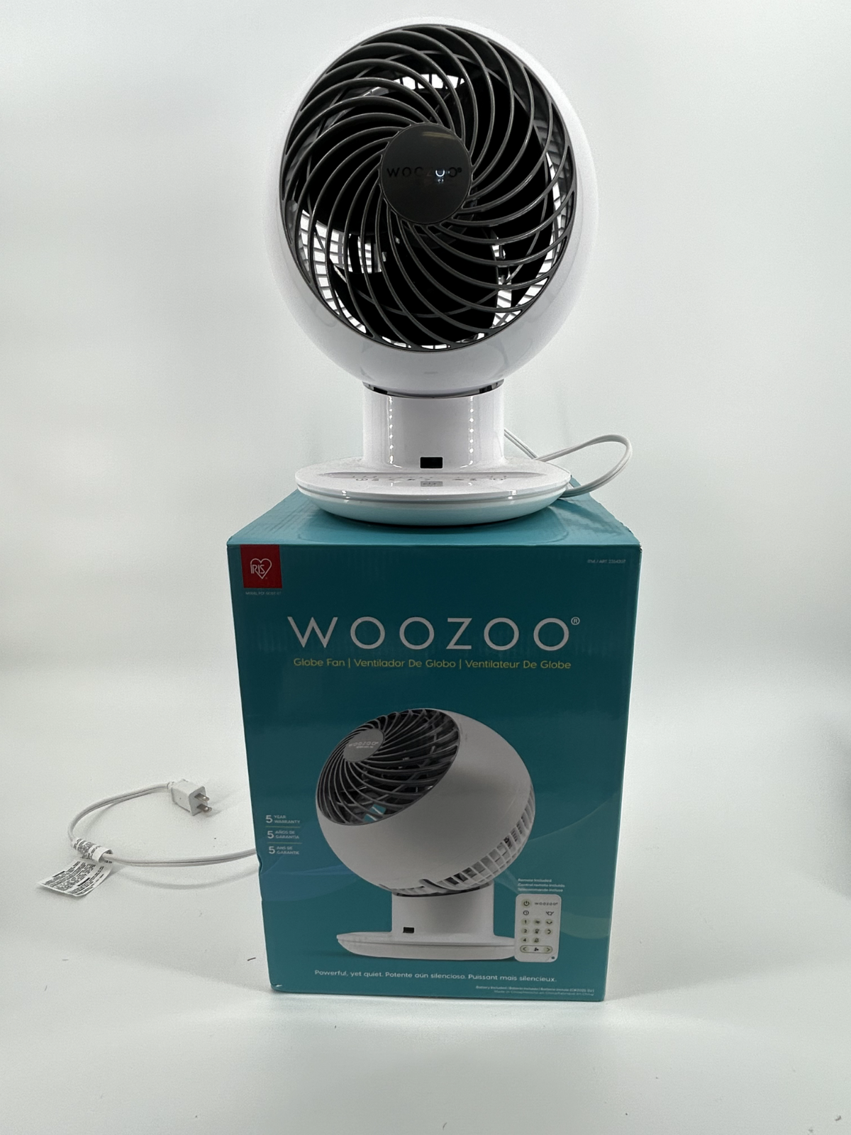 Woozoo Oscillating Desk Fan with Remote Control, Quiet White Fan, PCF-SC15T