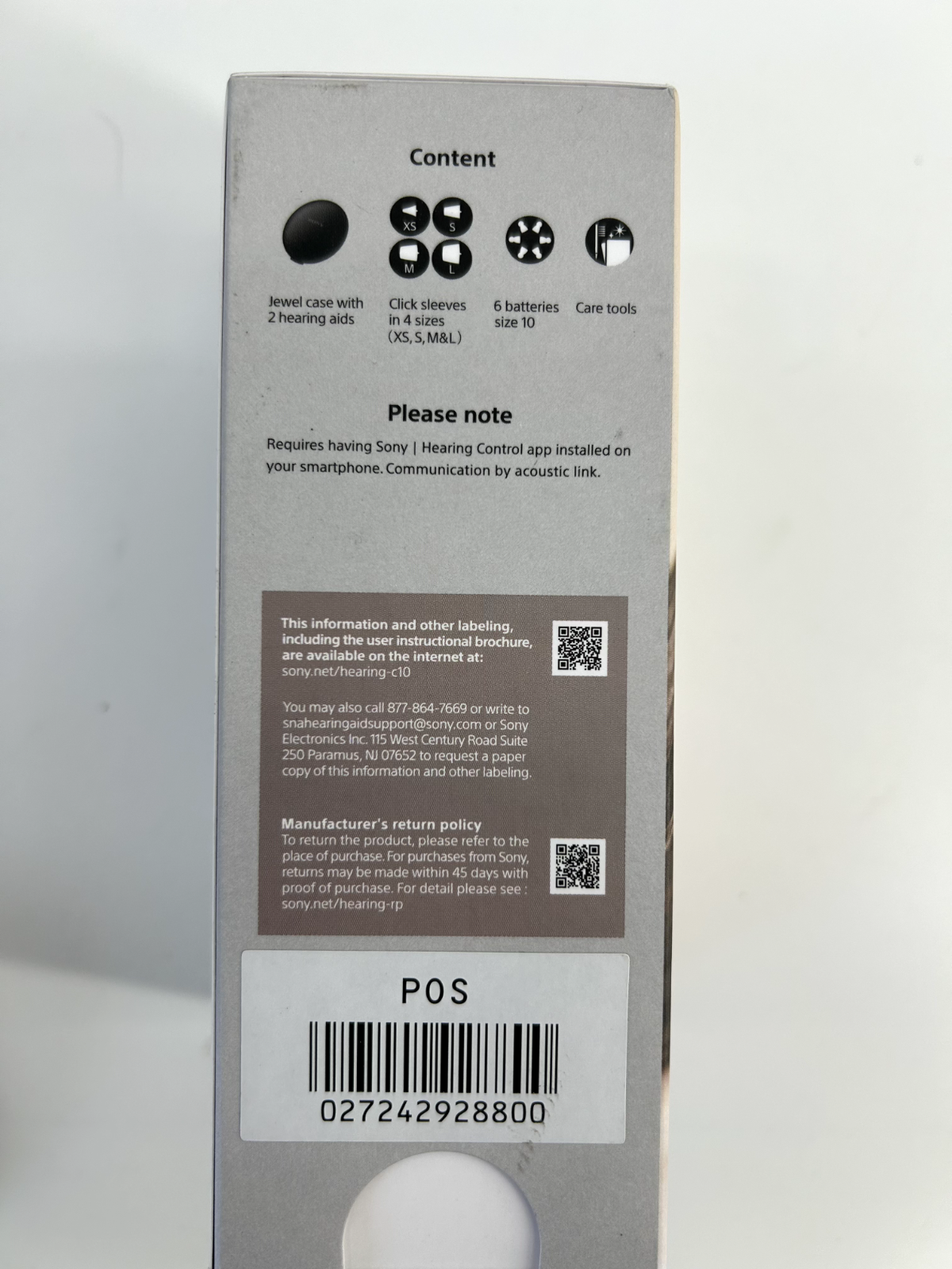 Sony CRE-C10 Self Fitting OTC Hearing Aid - FDA Approved