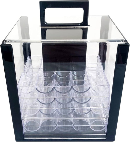Yuanhe Deluxe Acrylic Poker Chip Case - 1000 Chips Capacity, 10 Chip Racks/Trays