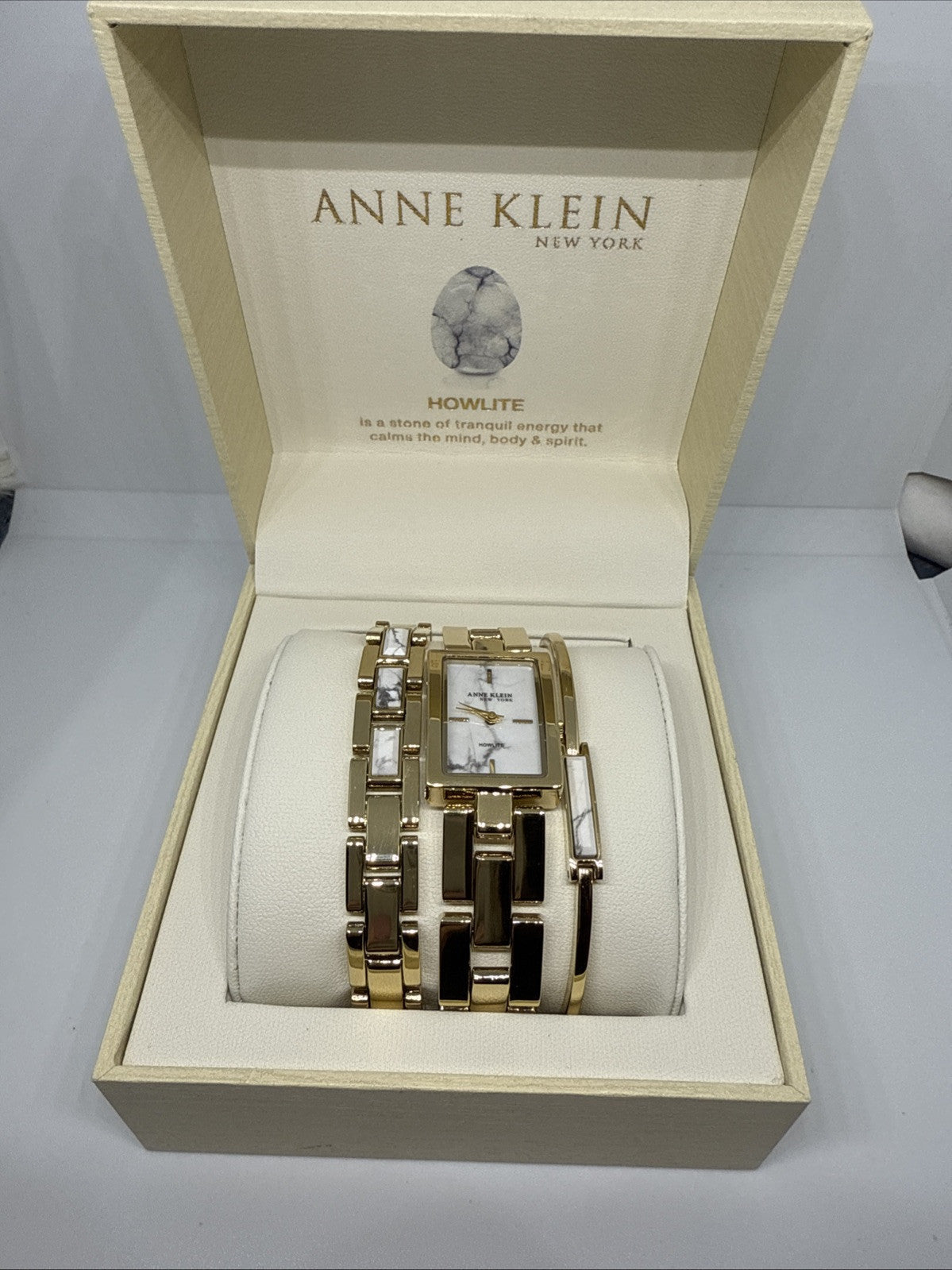 Anne Klein 12/7748HLST New York Ladies Howlite Bracelet & Watch Set