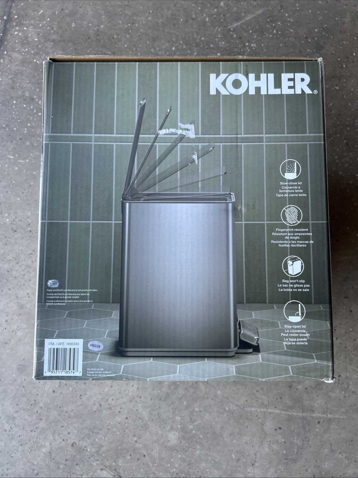 Kohler 6 Liter Stainless Steel Step Trash Bin – 2 Pack, Bathroom Trashcan