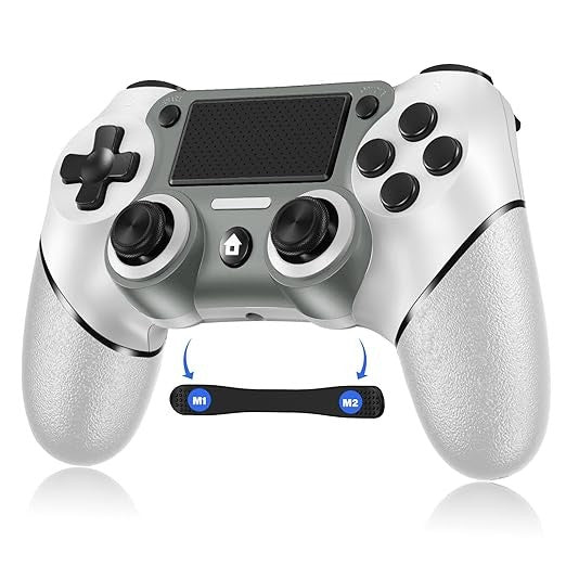 Sombbry Wireless Controller for PS4, White ps4 controller with Dual Vibration