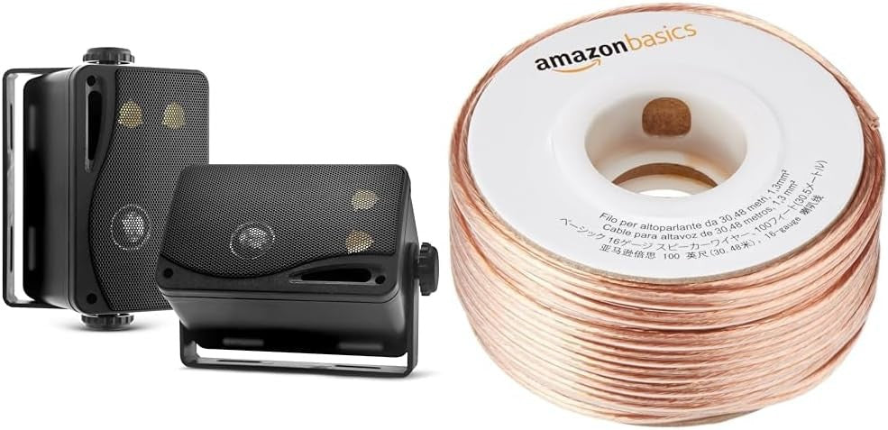 Pyle 3-Way Weatherproof Outdoor Speaker Set - 3.5 Inch 200W Pair of Marine Grade