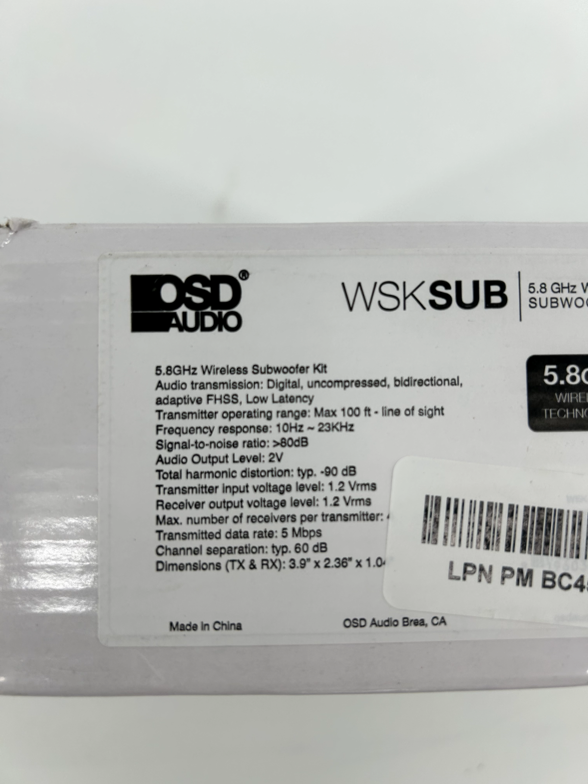 OSD 5.8GHz Wireless Subwoofer Kit Transmitter/Receiver | For Powered Subwoofers