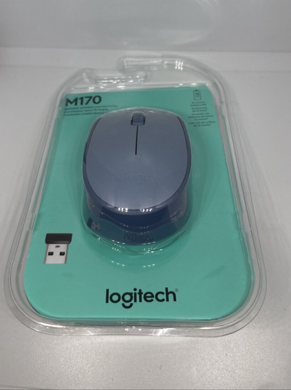 Logitech M170 Wireless Mouse Ambidextrous Blue Grey New