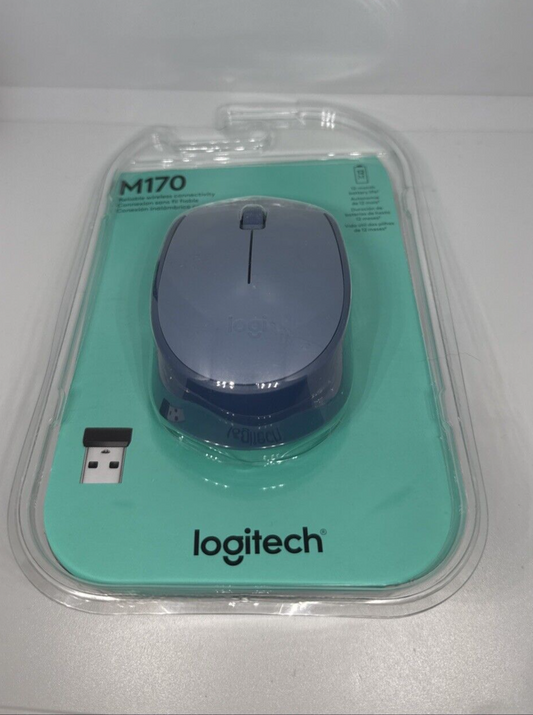 Logitech M170 Wireless Mouse Ambidextrous Blue Grey New