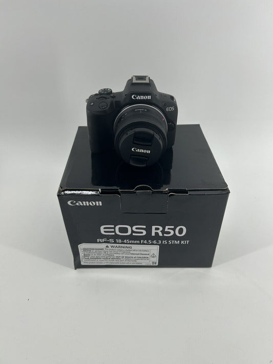 Canon EOS R50 4K Video Mirrorless Camera with RF-S 18-45mm f/4.5-6.3 IS STM Lens