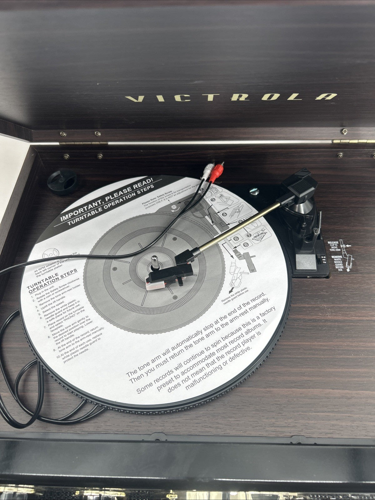 Victrola VTA-370B 7-in-1 Wood Bluetooth Retro 3-speed Record Player - See Descri