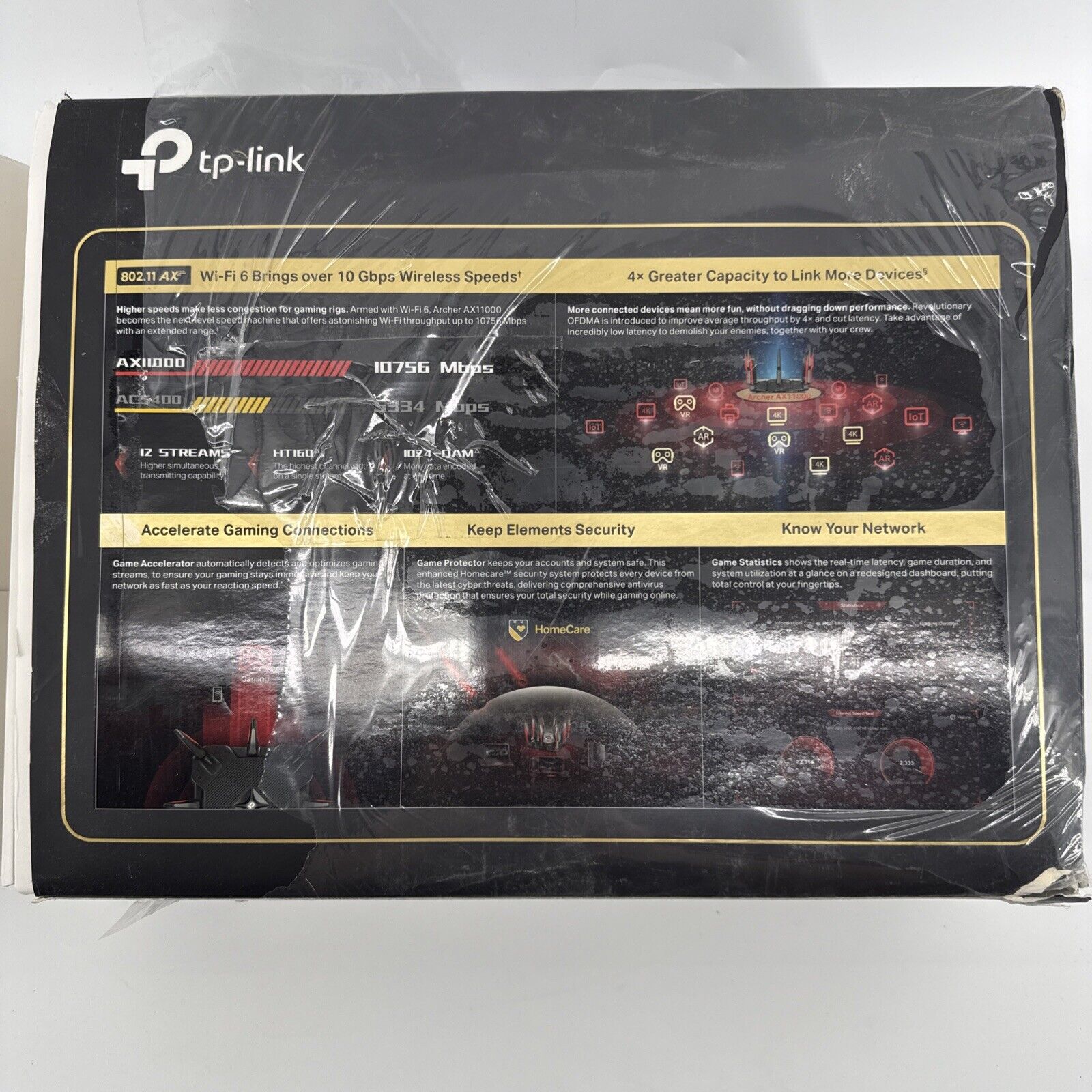 TP-LINK Archer AX11000 Tri-Band Wi-Fi 6 Gaming Router - Black/Red