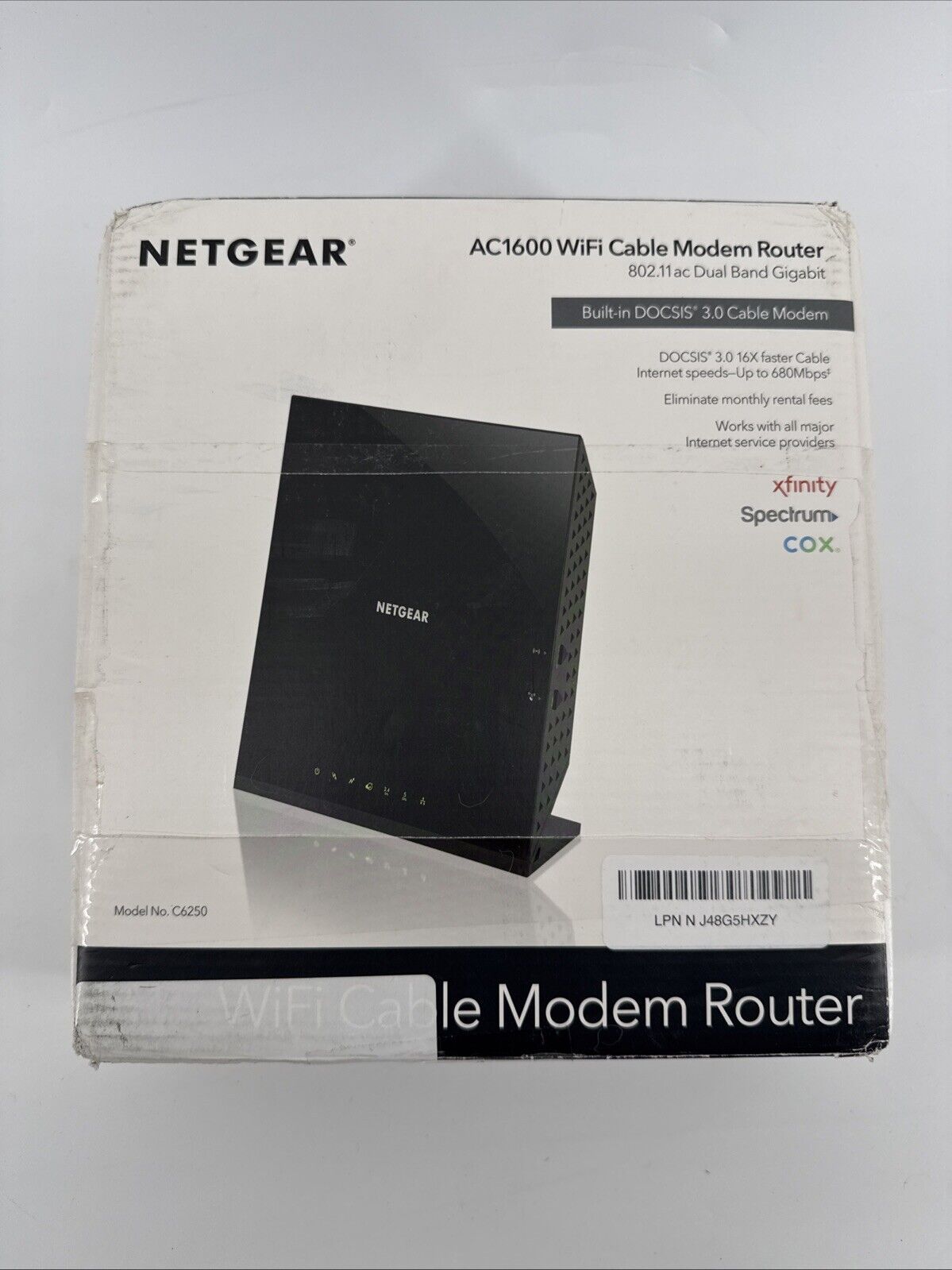 NETGEAR AC1600 Wifi Cable Modem Router C6250 - Black (C6250-100NAS)