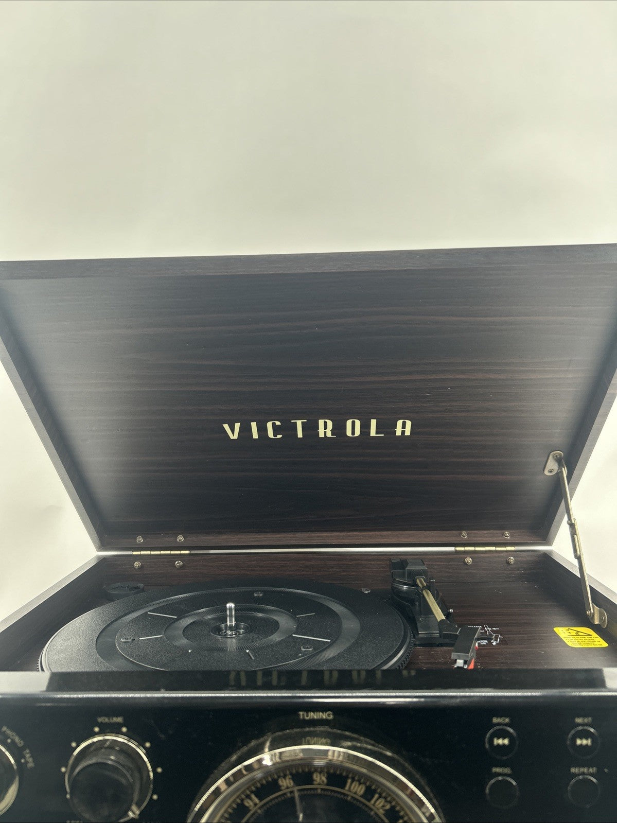 Victrola VTA-370B 7-in-1 Wood Bluetooth Retro 3-speed Record Player - See Descri