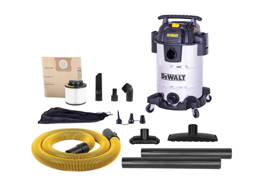 DeWalt 8 Gallon Wet/Dry Shop Vacuum Stainless Steel with Accessories