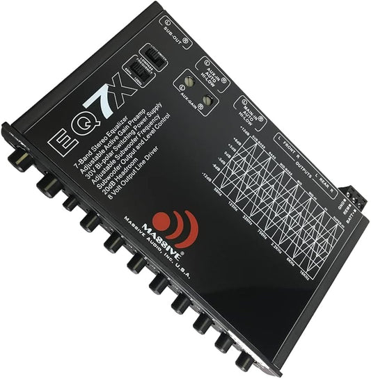 Massive Audio EQ7X Car Equalizer with 7 Band Graphic Equalizer Aux inputs Sub