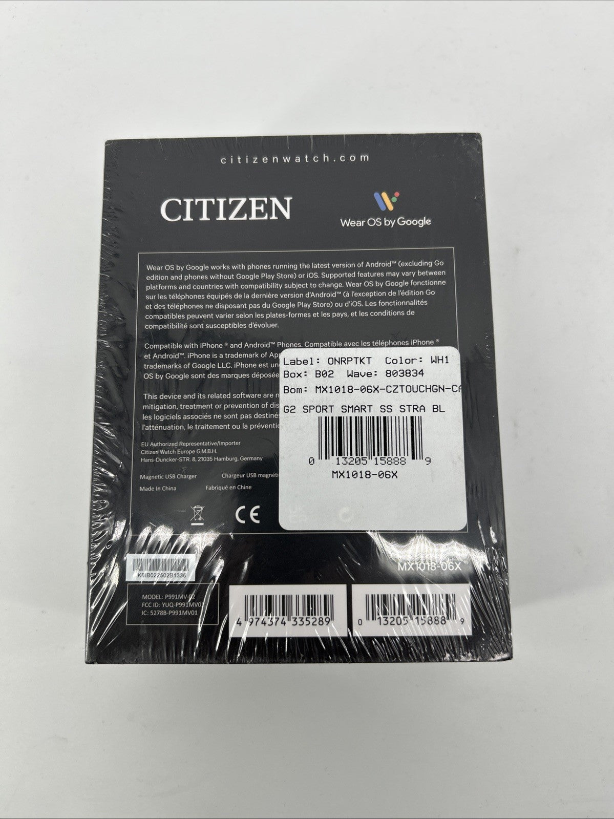 Citizen CZ Smart Touchscreen Blue Silicone Smart Watch 44MM MX1018-06X