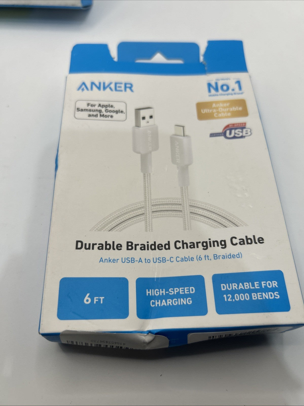 Lot Of 3 Anker - 10' 60W USB-C to USB-c - Usb A -/USB C / High Speed Car Charger