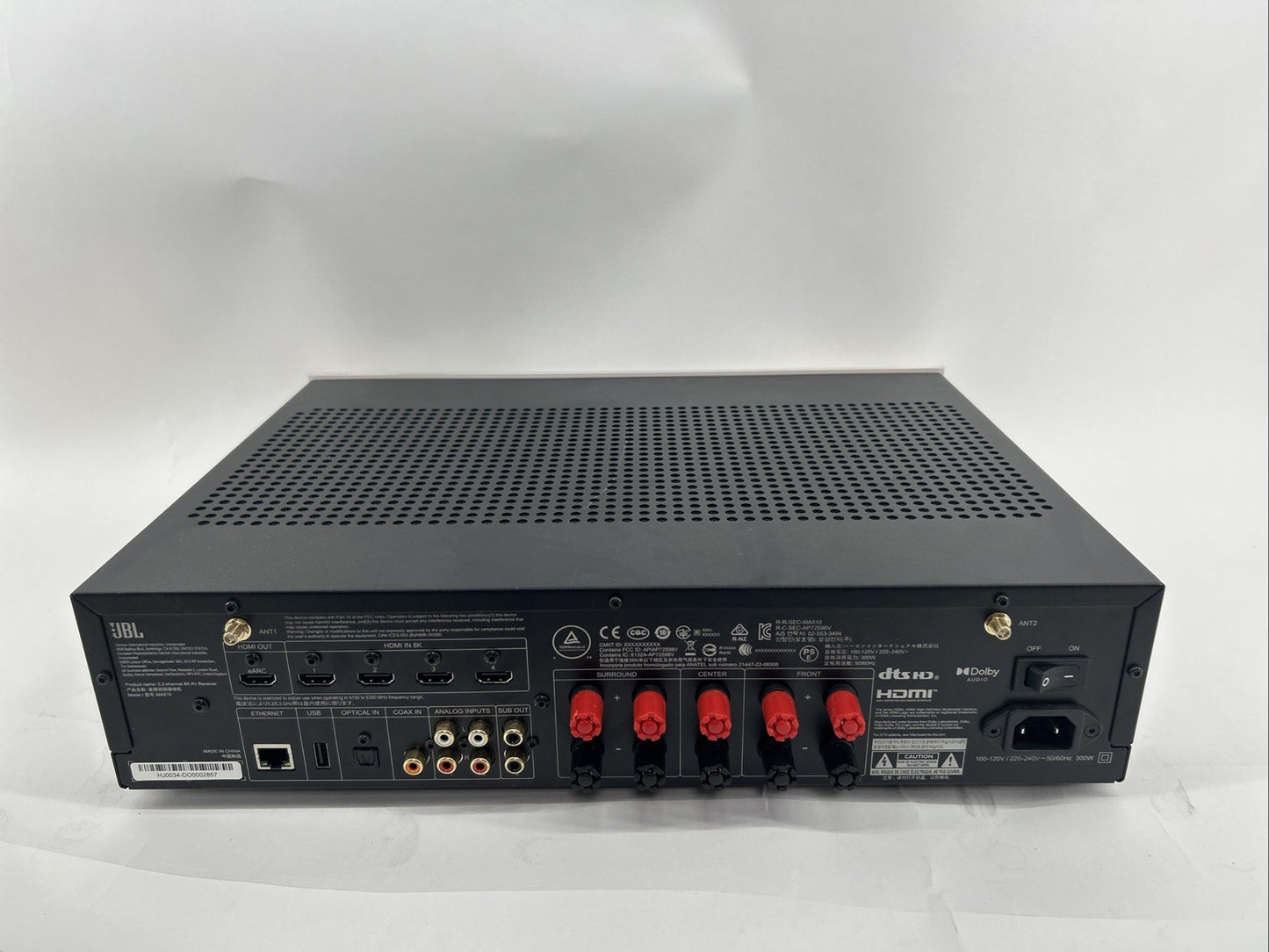 JBL MA510 5.2-Channel 8K Receiver (White) - No Power Cord - See Description