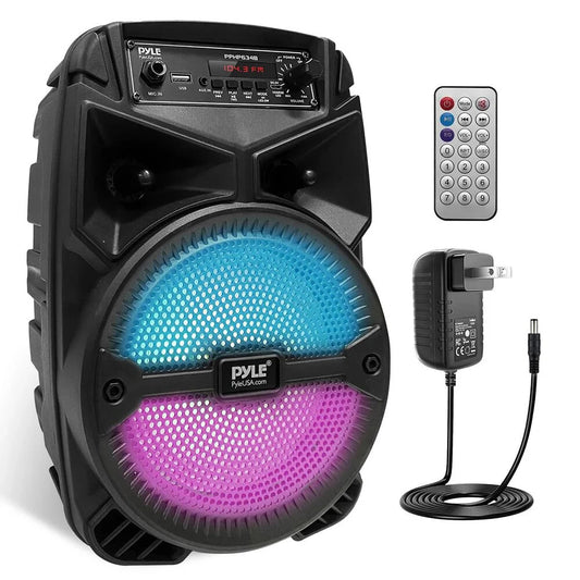 Pyle 6.5" Bluetooth Portable PA Speaker 240W Rechargeable Party Lights