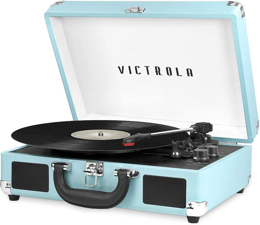 Victrola Vintage 3-Speed Bluetooth Portable Suitcase Record Player with Built-in