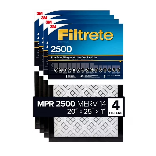 3M 2500 Series Filtrete 1" Filter, 4-pack, 20x25x1 (open box)