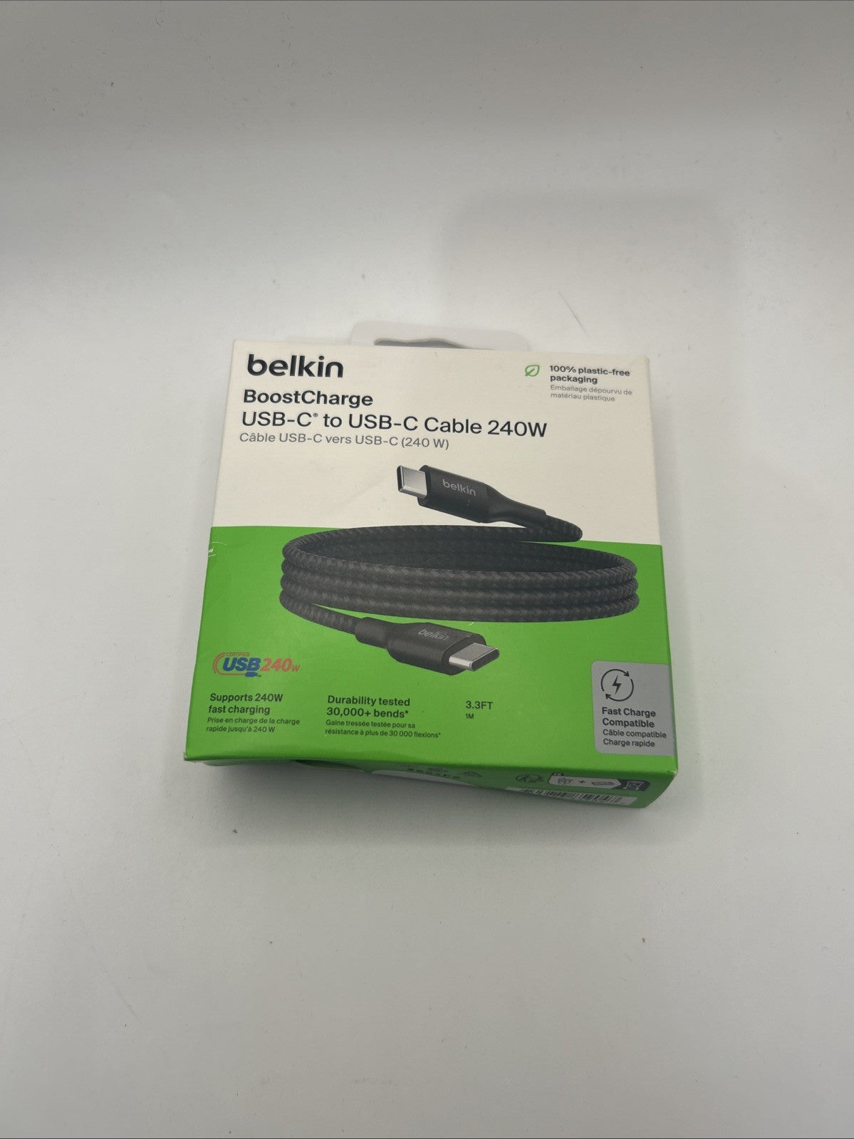 NEW Belkin CAB015bt1MBK BoostCharge USB-C to Cable 240W - 3.28 ft Data Transfer