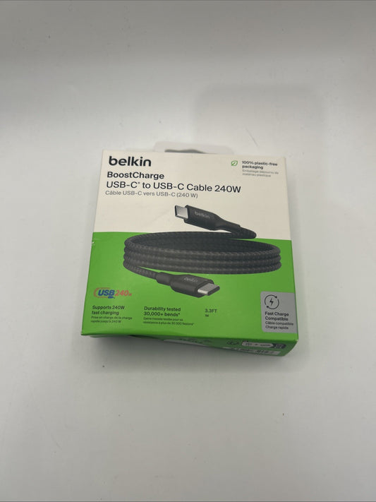 NEW Belkin CAB015bt1MBK BoostCharge USB-C to Cable 240W - 3.28 ft Data Transfer