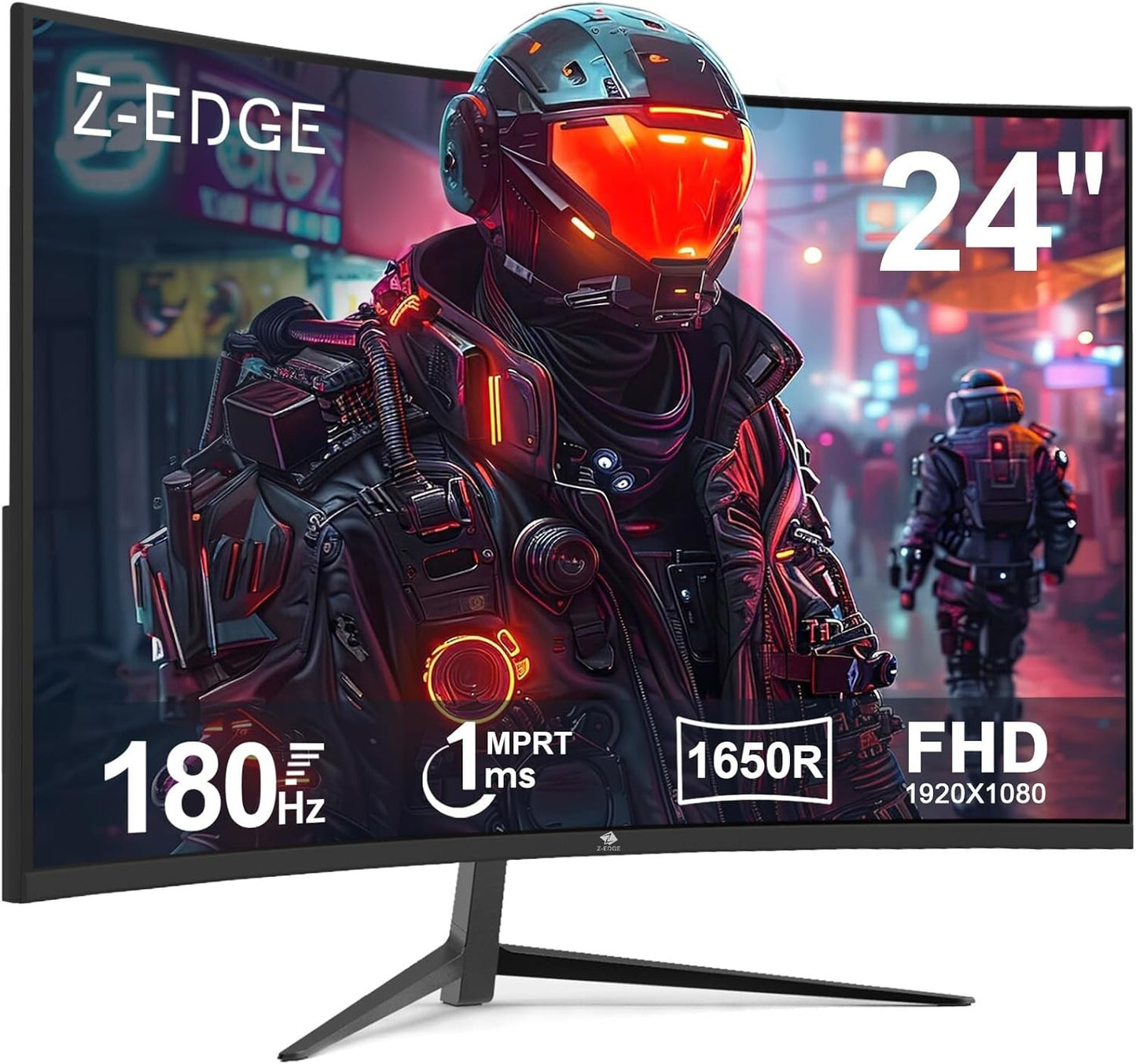CRUA 24" Curved Gaming Monitor, 180Hz/144Hz FHD 1080P, Support 120% sRGB