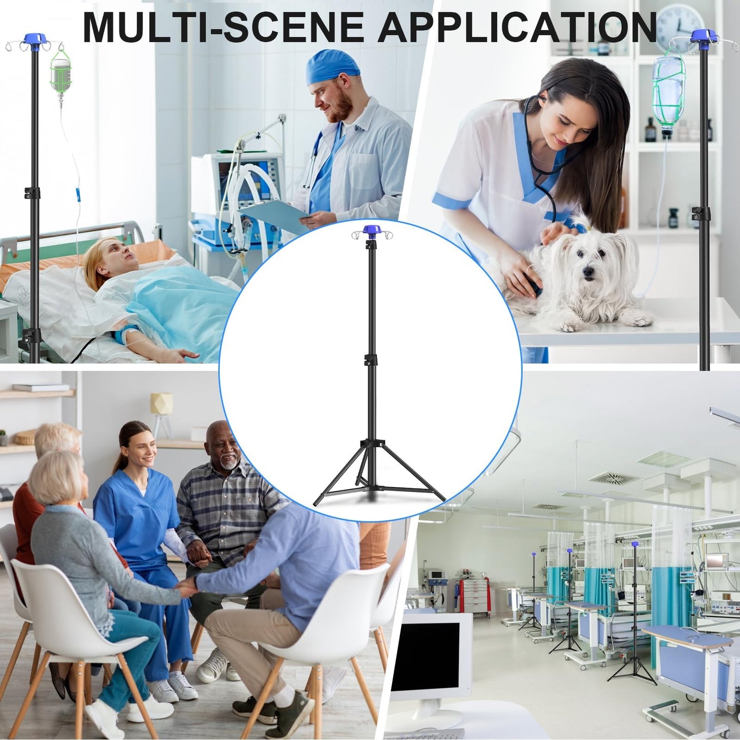 ITEFDTUTNE 2 Pack IV Pole Portable IV Pole with Drip Bag Stand, Foldable IV Pole