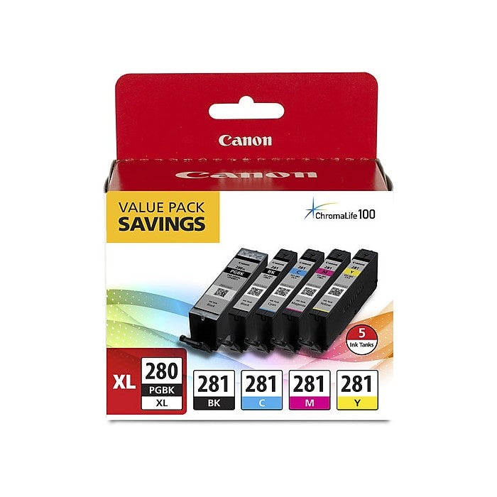 Canon 5pk PGI-280XL/CLI-281 Ink Cartridge - Cyan/Magenta/Yellow