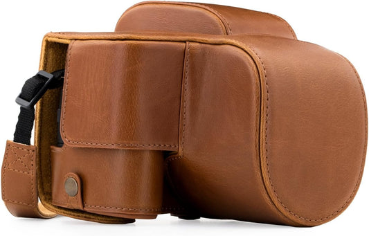 MegaGear Panasonic Lumix DC-FZ80, FZ82 Ever Ready Leather Camera Case and Strap