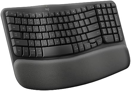 Logitech Wave Keys Wireless Ergonomic Keyboard with Cushioned Palm Rest, Comfort