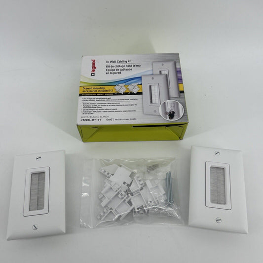 Legrand HT2004-WH-V1 In-Wall Low-Voltage Cable Access Plate Bracket Pair White