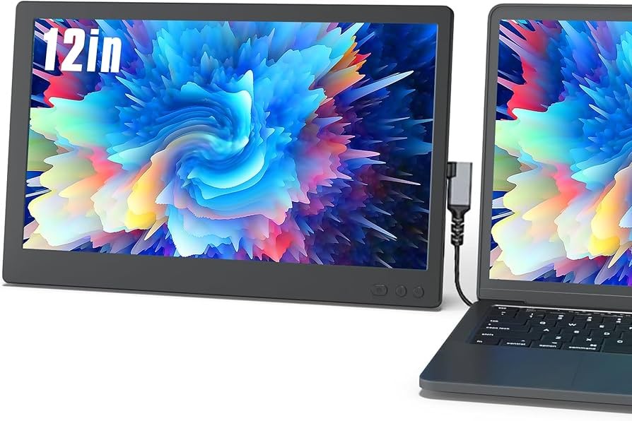 Maxfree Portable Monitor for Laptop, 12'' FHD Laptop Monitor Extender USB-C/HDMI