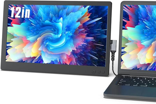 Maxfree Portable Monitor for Laptop, 12'' FHD Laptop Monitor Extender USB-C/HDMI