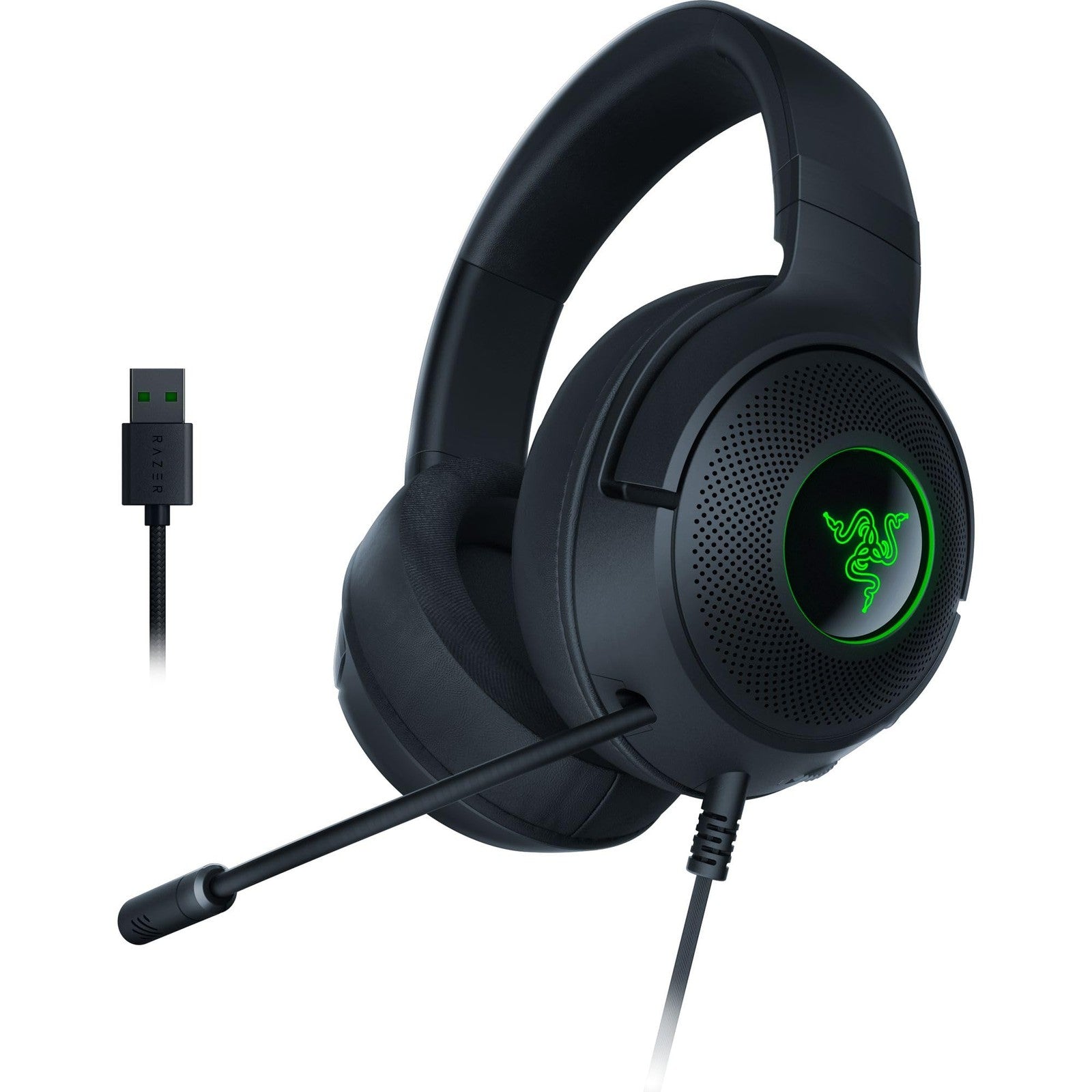 Razer Kraken V3 X Wired USB Gaming Headset: Lightweight Build - Triforce 40mm