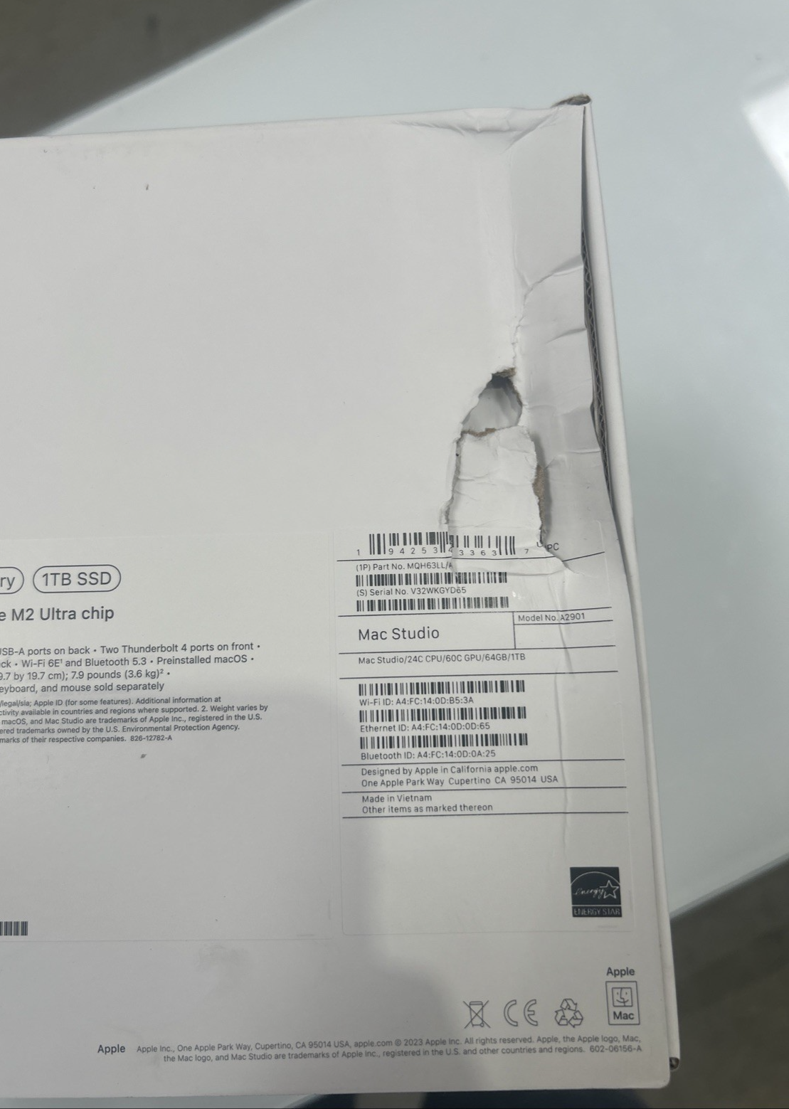 Apple Mac Studio M2 Ultra 1TB SSD 64GB RAM Mini Desktop - Silver MQH63LL/A