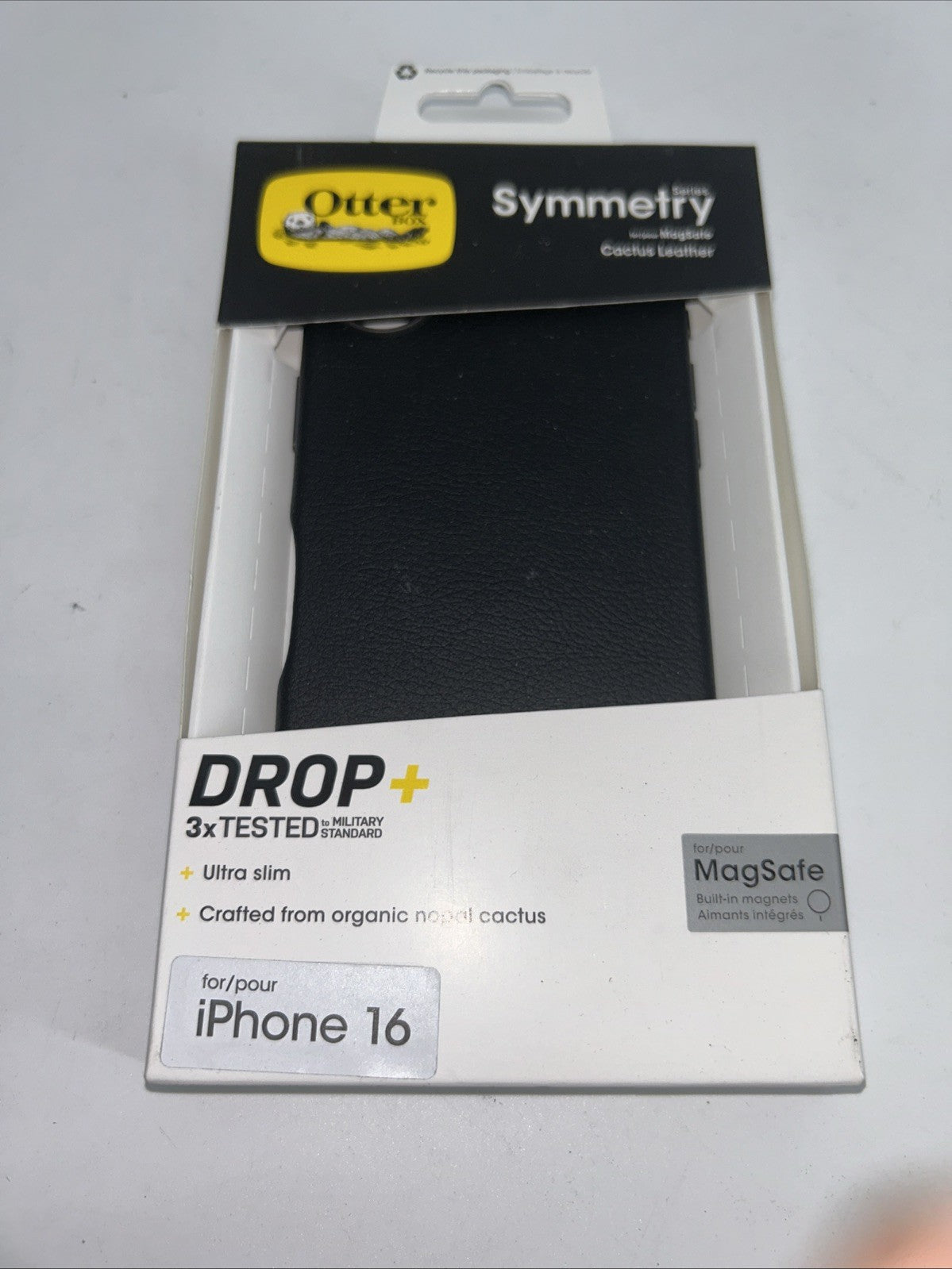 M1. OtterBox Symmetry Cactus Leather MagSafe Case Apple iPhone 16 - Black 