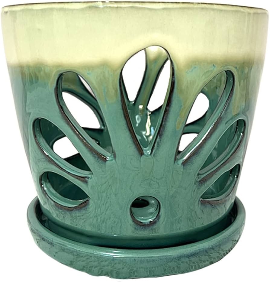 Ymdewe Orchid Pot with Drainage Hole Large Round Orchid Planter 7 inch Orchid