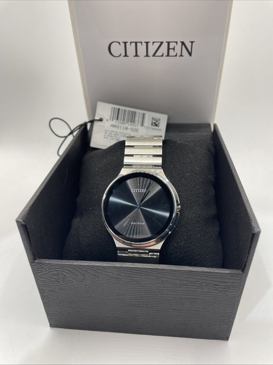 NWT Citizen Stiletto Eco-Drive Mens Silver/Gray Dial Watch AR3110-52E MSRP $450