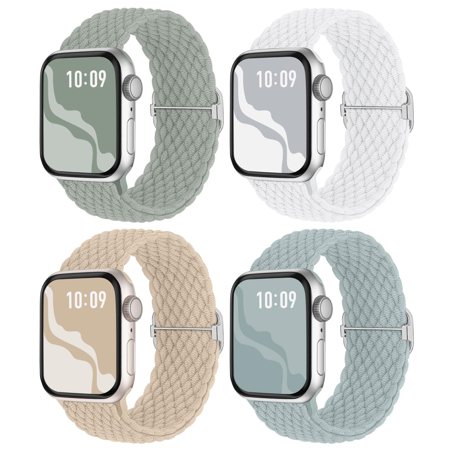 Stretchy Nylon Solo Loop Bands Compatible with Apple Watch 38mm 40mm 41mm 42mm