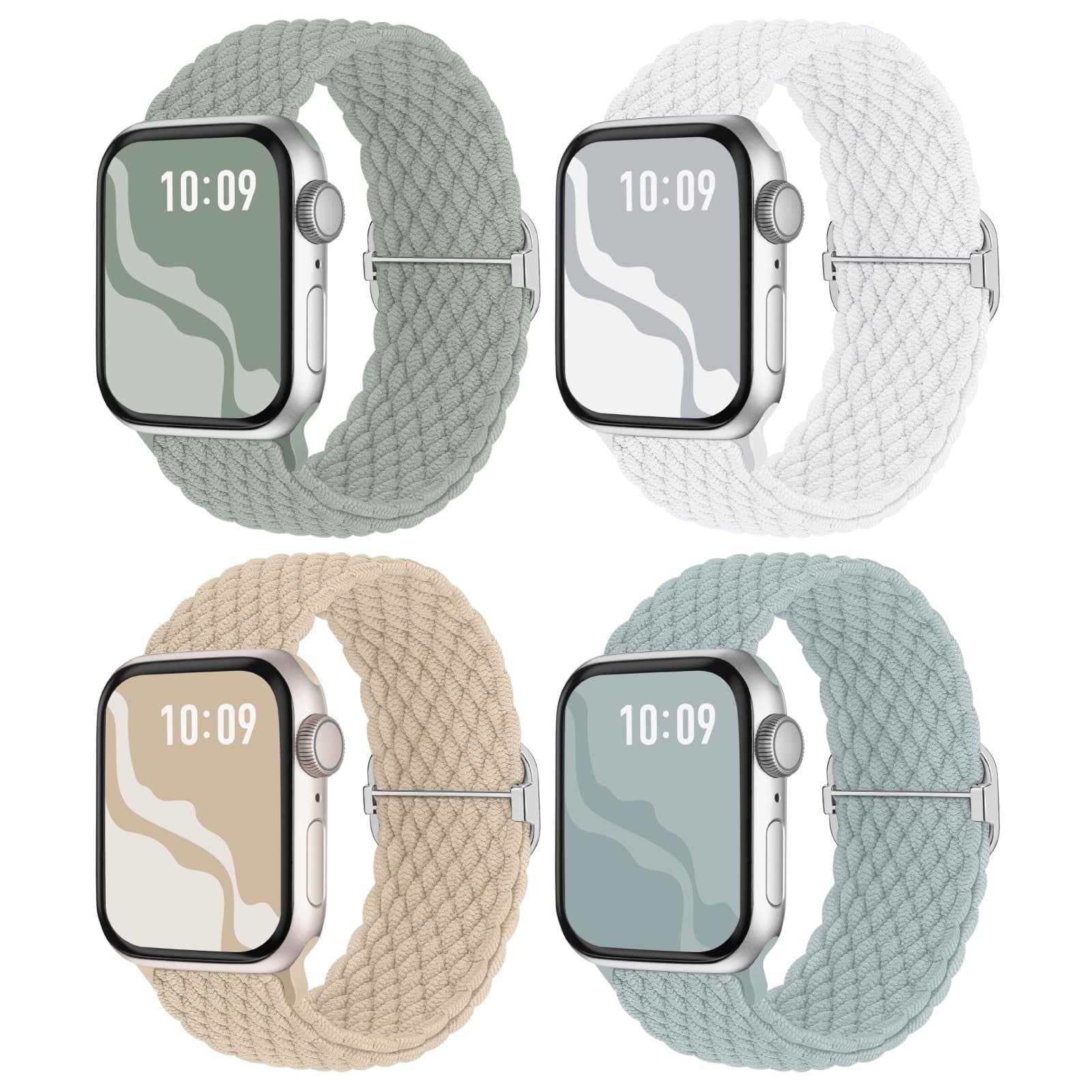 Stretchy Nylon Solo Loop Bands Compatible with Apple Watch 38mm 40mm 41mm 42mm