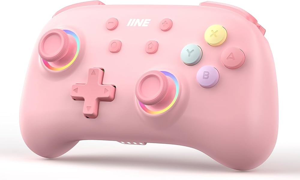 IINE Wireless Controller for Switch/PC/Android/IOS, Cute Gamepad with RGB Lights