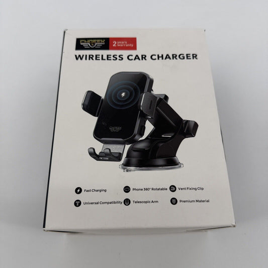 CHGeek Wireless Car Charger Phone Holder Mount, 15W Fast Charging Auto Black 