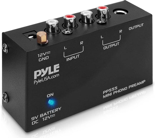 Pyle Preamp Mini Electronic Audio Stereo Phonograph Preamplifier - (PP555) BLACK