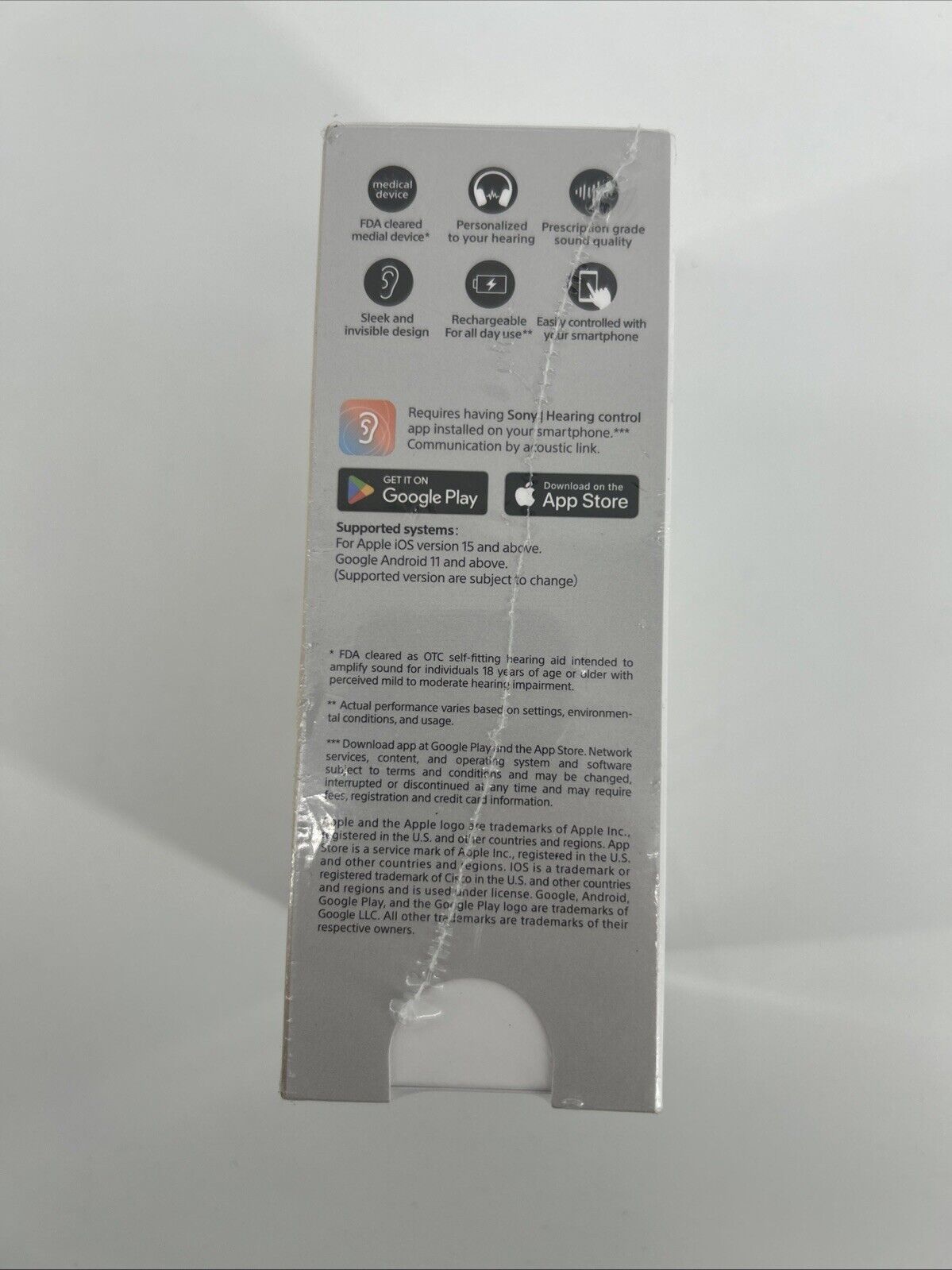 Sony CRE-C20 Self-Fitting OTC Hearing Aids - FDA Approved - Factory Sealed